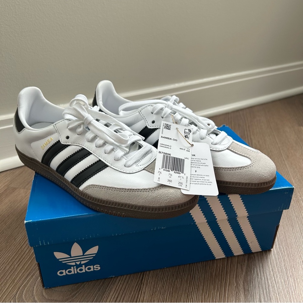 Adidas Samba White and Black Shoes